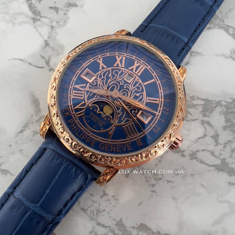 Крутые часы Patek Philippe 6002 Sky Moon синие