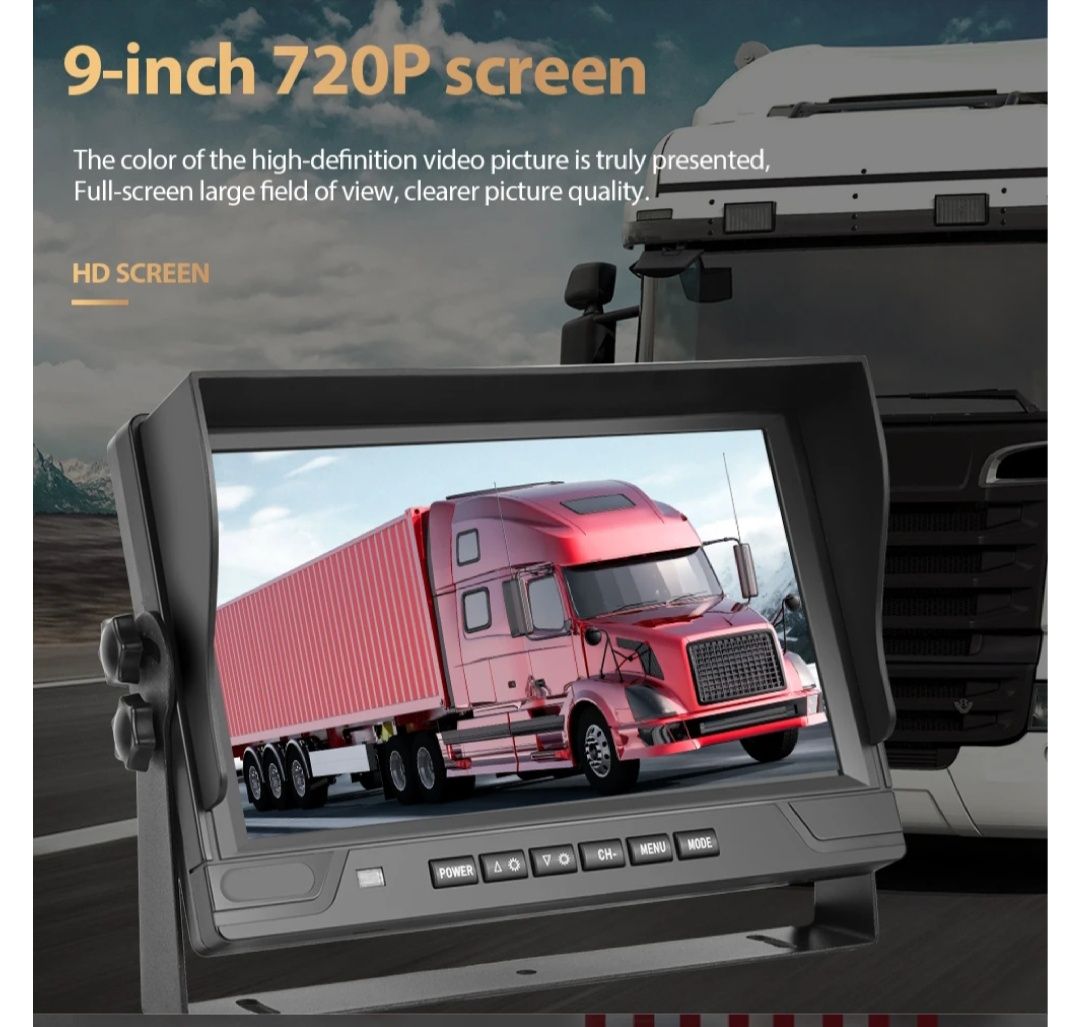 Kit de 4 câmaras e monitor 9" para camiões autocarros cabo 20M novo
