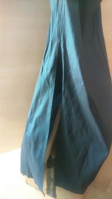 Długa morska niebieska suknia rybka z USA organza bal wesele + szal