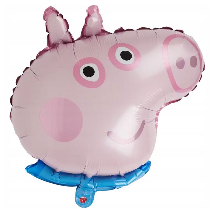Balon foliowy Świnka Peppa duży 57 x 50 cm niebieski kołnierzyk