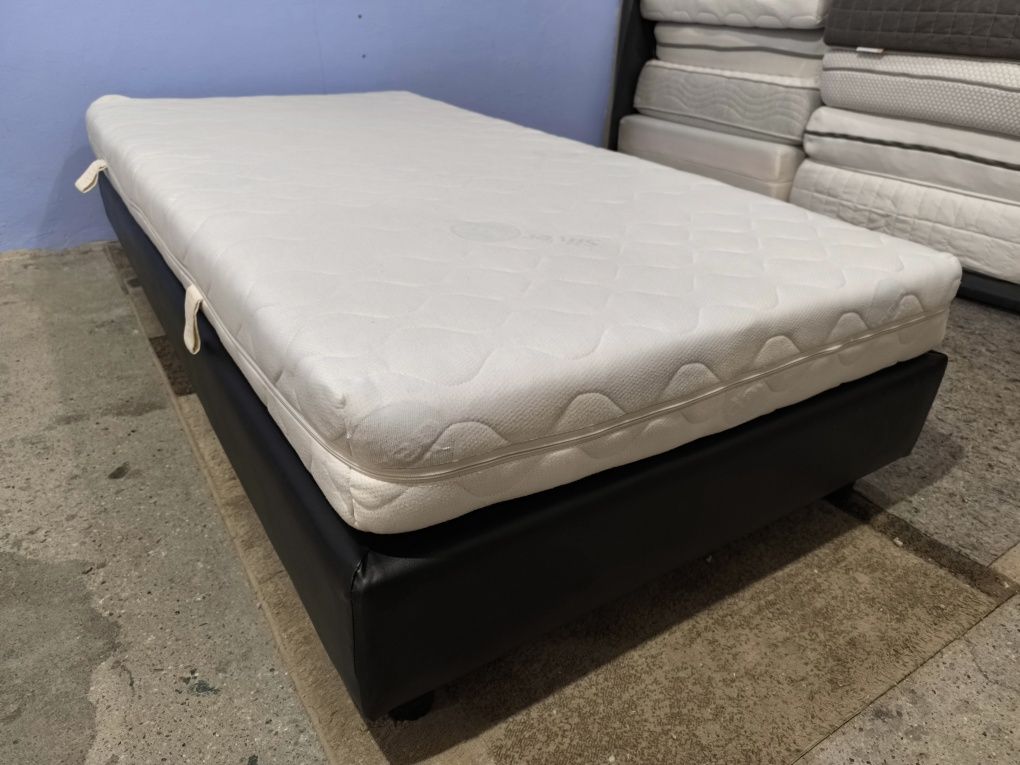 Łóżko kontynentalne 100x200 + Materac NOWA TAPICERKA rama LITE DREWNO