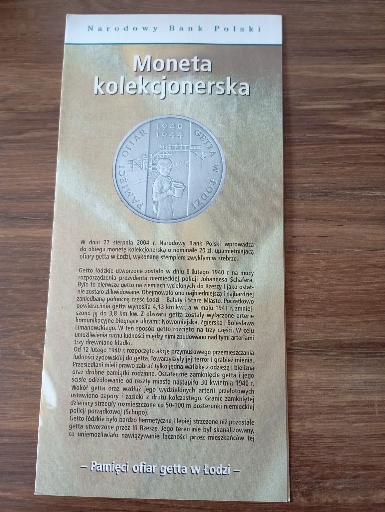 Folder emisyjny Pamięci ofiar getta w Łodzi