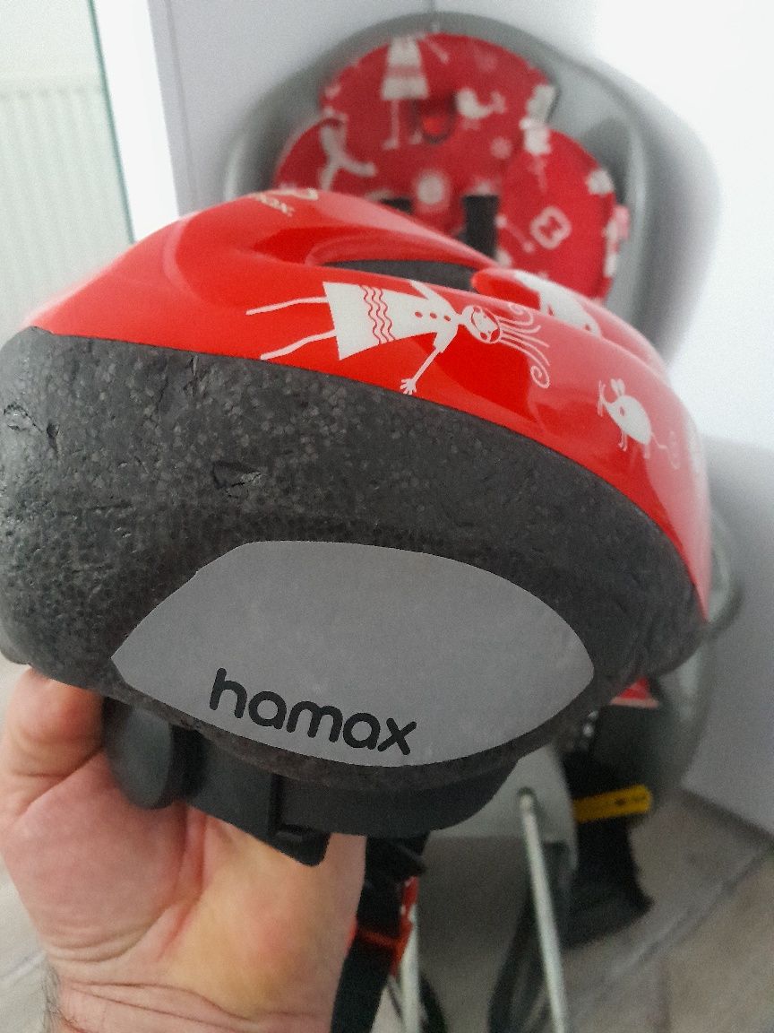 Fotelik rowerowy Hamax + kask