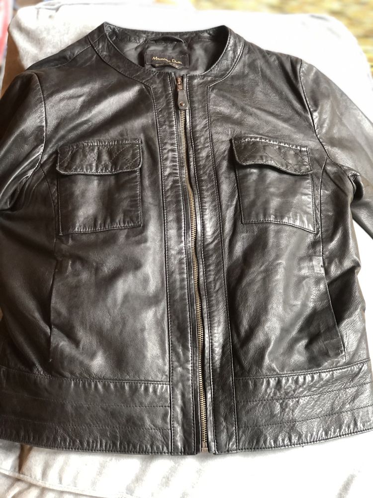 Шикарная кожаная женская курточка куртка xs s massimo dutti 38см плечи