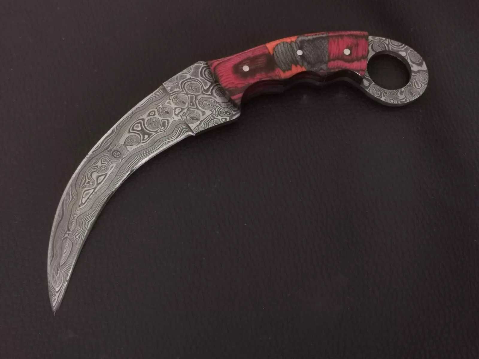 KARAMBIT damast nóż STAL DAMASCEŃSKA wojskowy myśliwski CSGO 21cM
