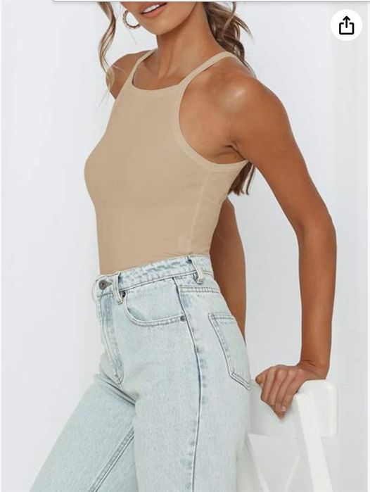 Damskie body bez rękawów w kolorze cielistym, rozmiar 2XL REORIA