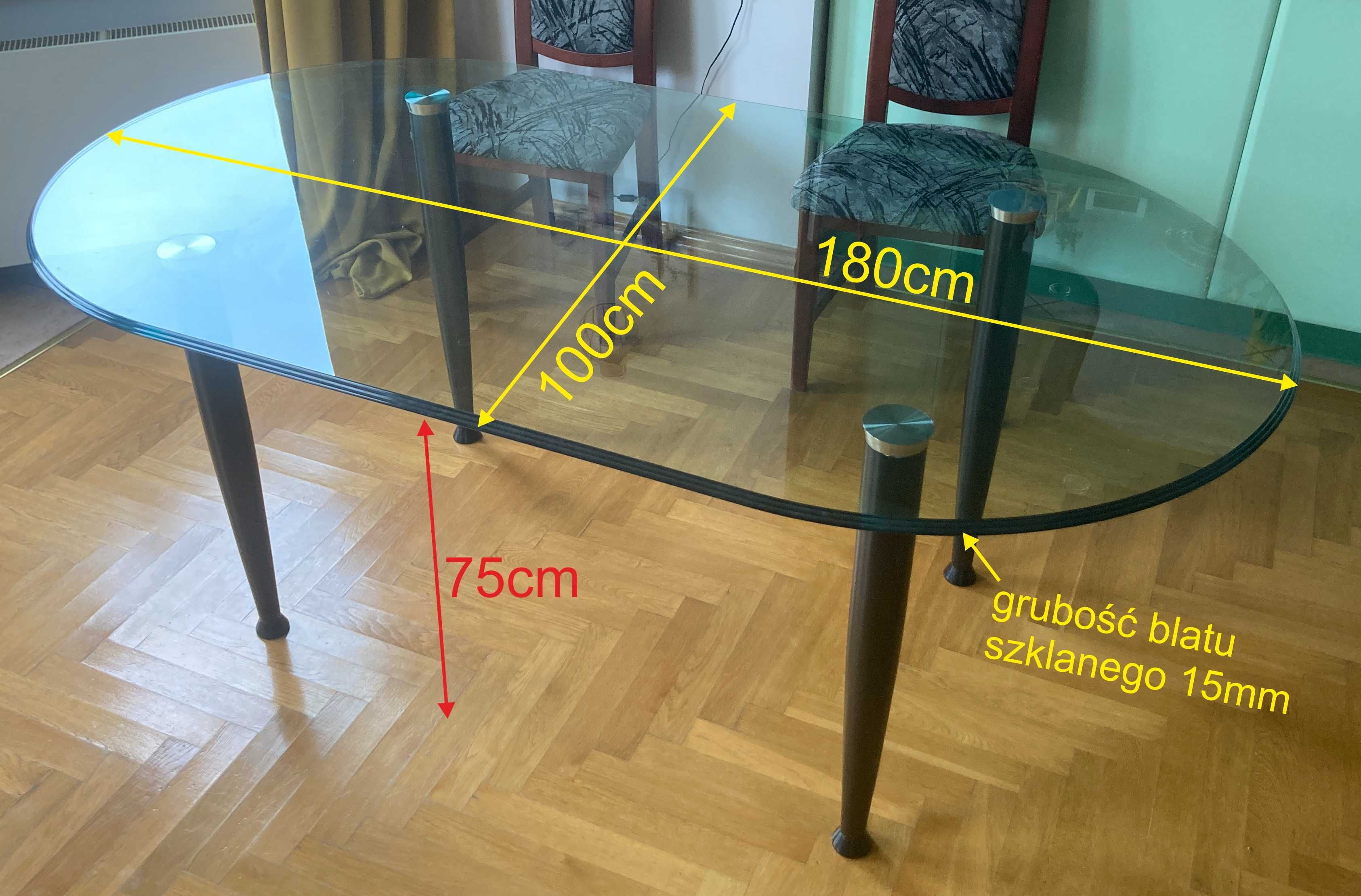 Stół szklany z dostawkami 180x100cm (z dostawkami 340cm)