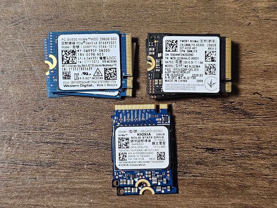 SSD 256Gb M.2 2230 NVMe PCIe Gen3.0 x4 Kioxia WD Samsung
