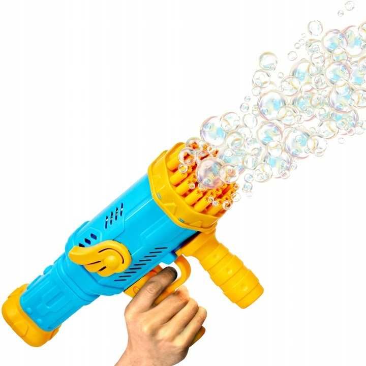 PISTOLET do baniek Mydlanych AUTOMAT generator oświetlenie LED + PŁYN