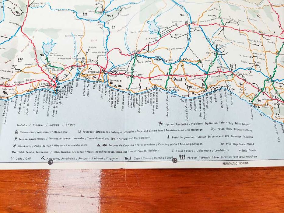 Mapa das Estradas do Algarve - Portugal - 1973