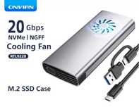 Внешний карман Onvian M15 20Gbps M.2 NVMe/SATA SSD to USB3.2 с кулером