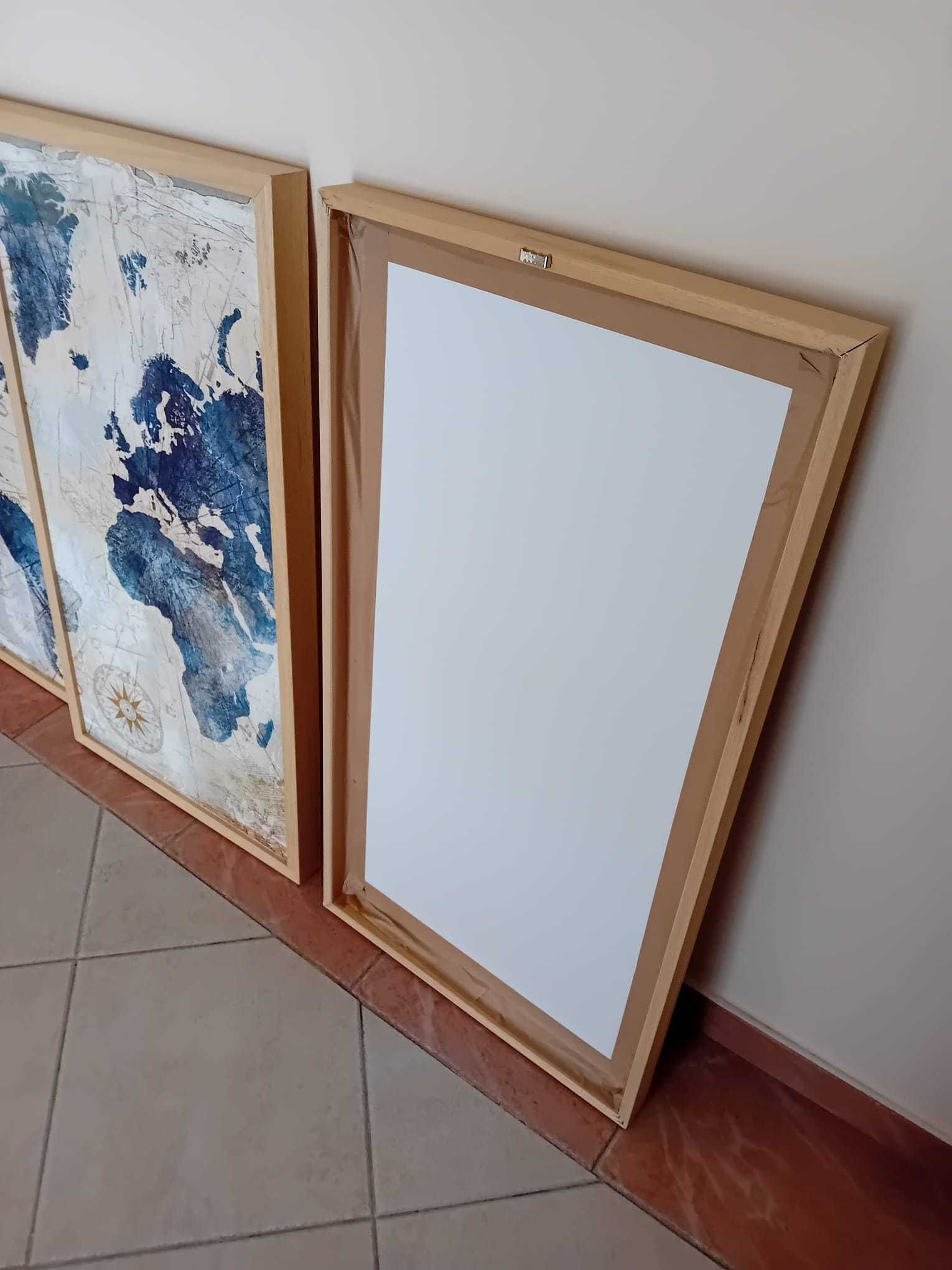 Quadro Mapa Mundo Azul