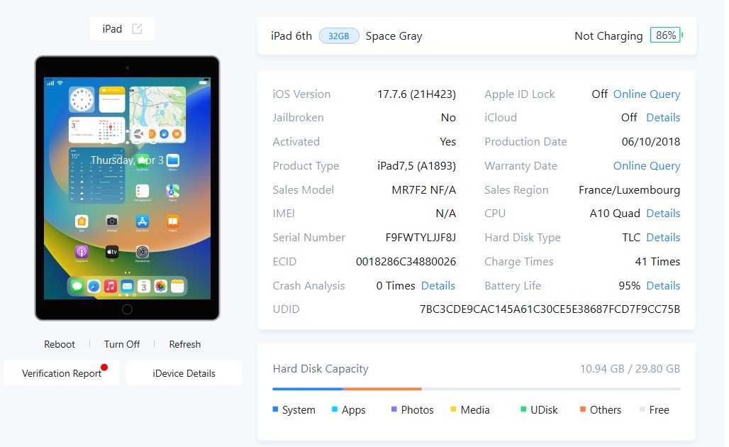 Продам iPad 6-го покоління (2018) 32 Гб Space Gray, модель A1893