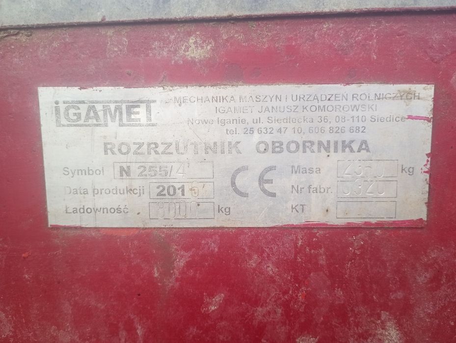 Rozrzutnik obornika Igamet 8t tandem