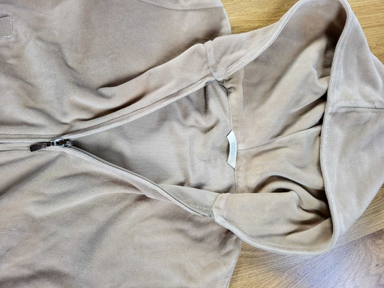 welurowy bezrękawnik bluza z kapturem rozsuwany
