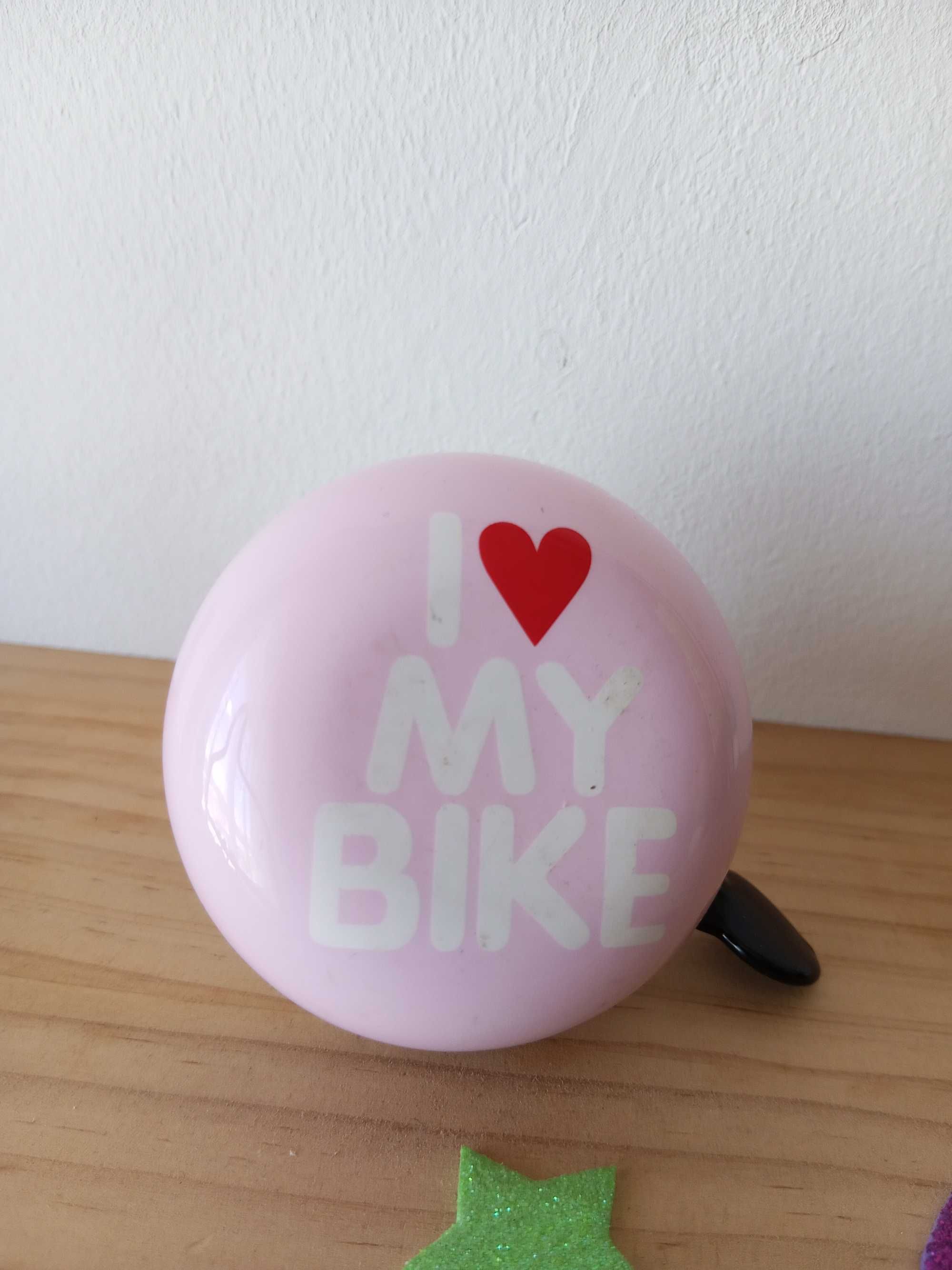 Segurança: campainha bicicleta rosa I love my bike.