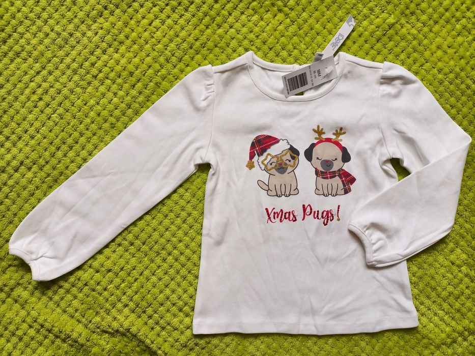 Bluzeczka bluzka świąteczna bufki biała święta dziewczęca 74 i 86 cm