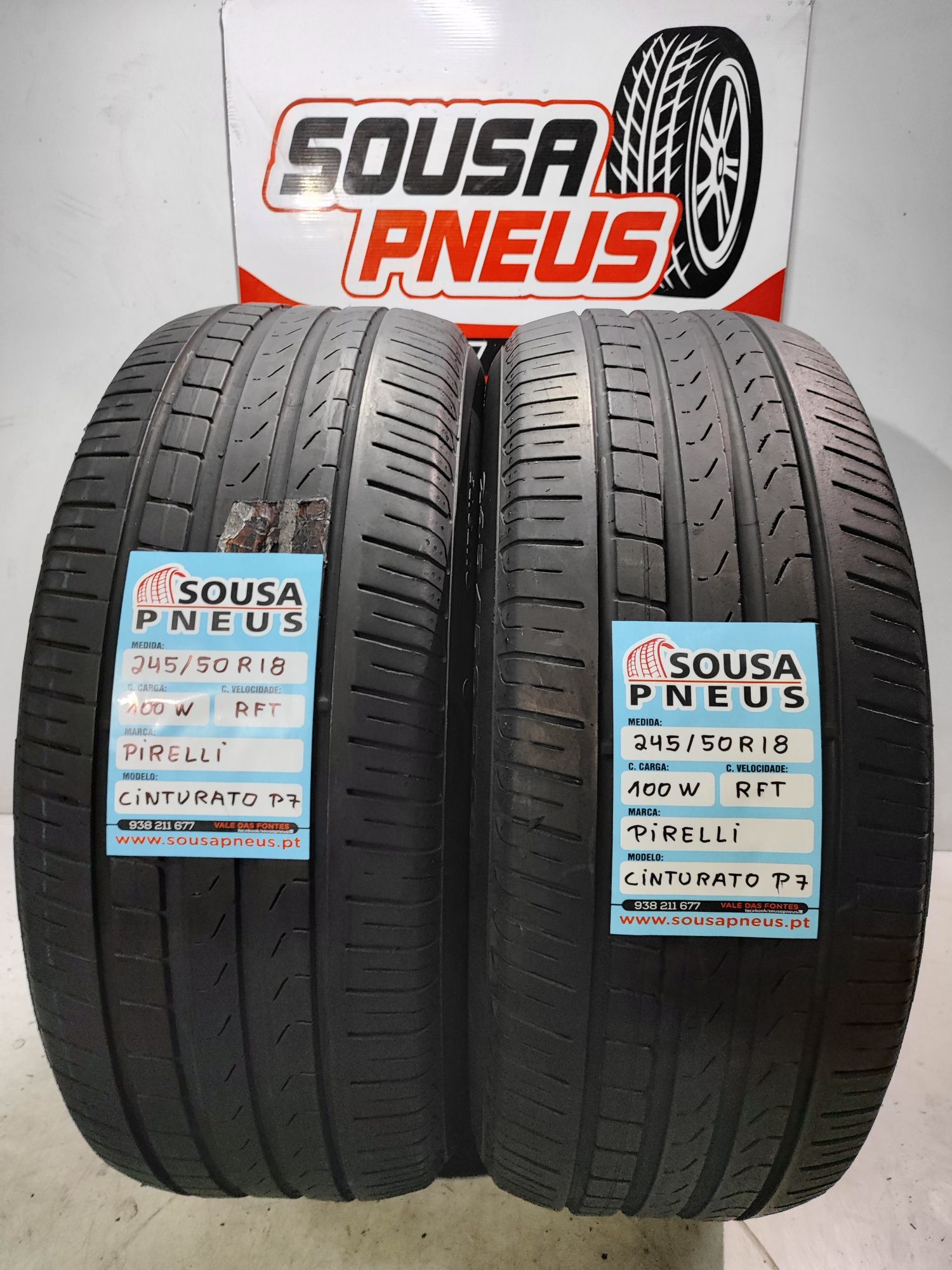 2 pneus semi novos Pirelli 245/50R18 100W RTF Oferta dos Portes