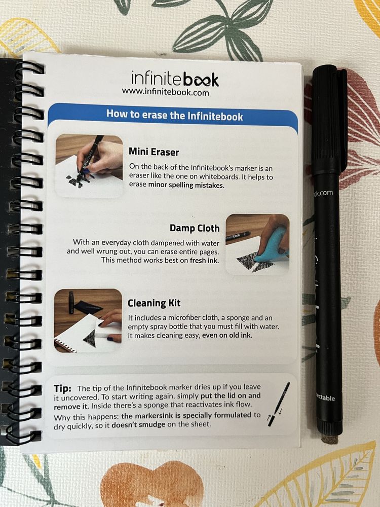 InfiniteBook Caderno reutilizável apagável de quadro inteligente - A4