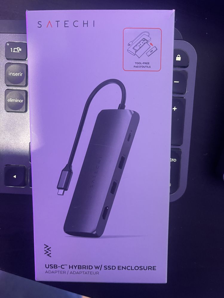 HUB ADAPTADOR SATECHI USB-C  c/porta SSD M.2 nvme novo fatura/garantia