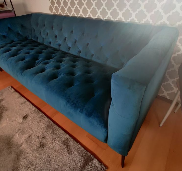 Sofá capitoné 3 Lug. em veludo