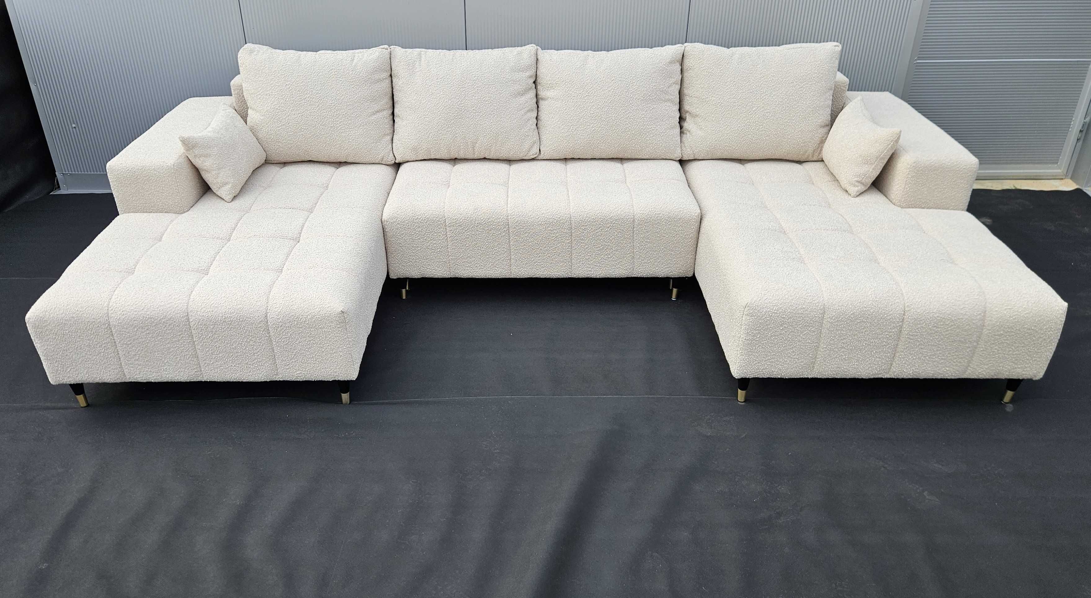 Stylowy narożnik MAGNUM z funkcją spania w eleganckiej tkaninie boucle