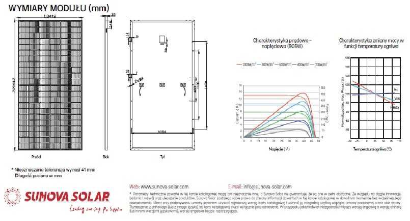 Moduł fotowoltaiczny Sunova 550Wp BiFacial
