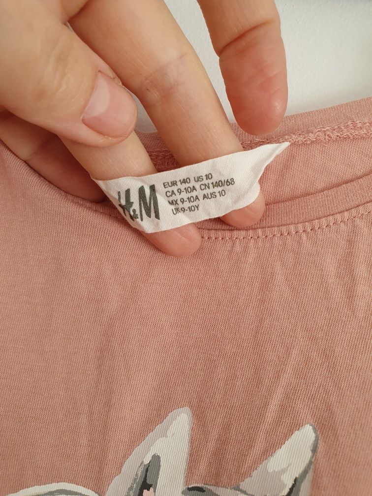 Sukienka z koniem H&M 140 różowa pudrowy róż