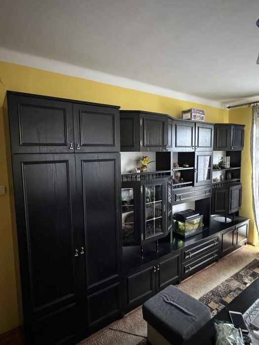 Meblościanka meble do salonu pokoju czarne