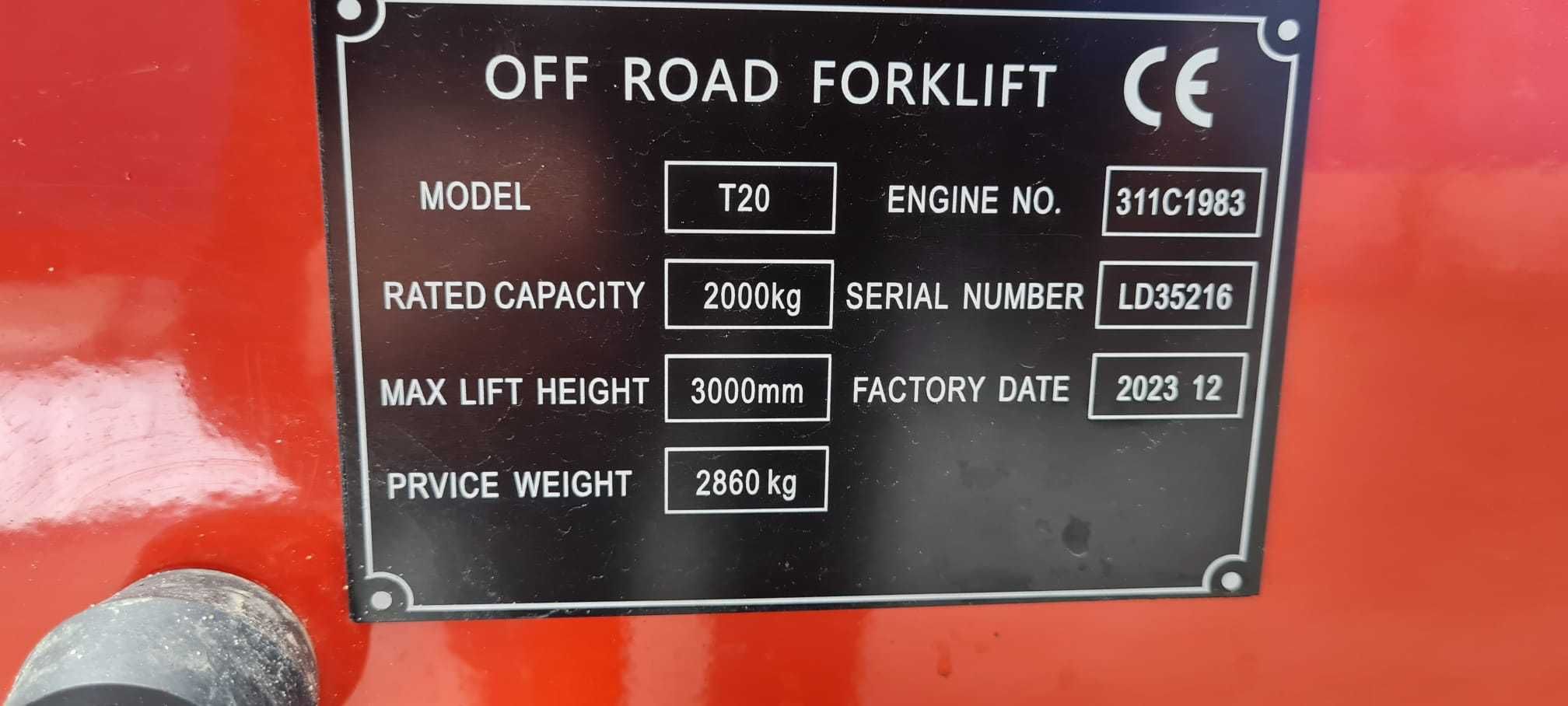 Wózek Widlowy model  Of Road Forklit T 20  Diesel  terenowy 3 tony
