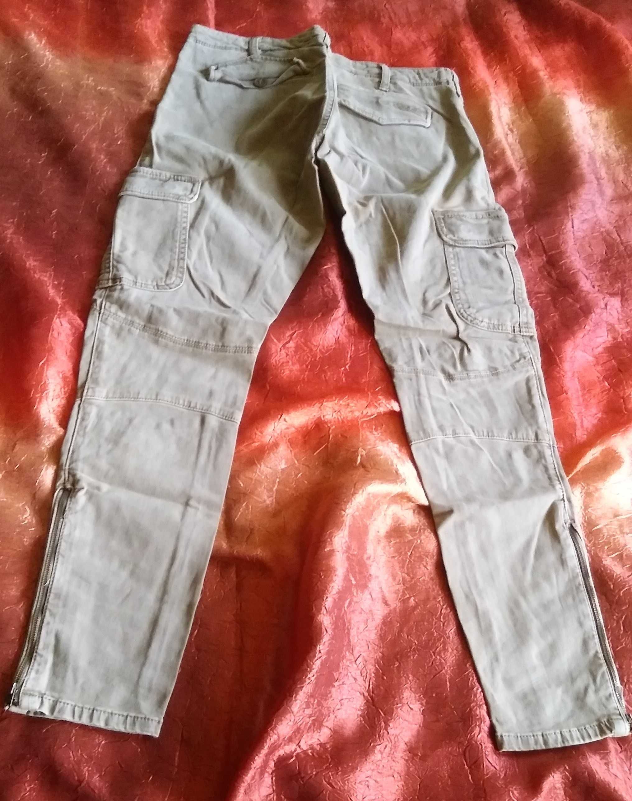 Teddy Smith pant 27 piaskowe skinny bojówki vintage nowe z metką