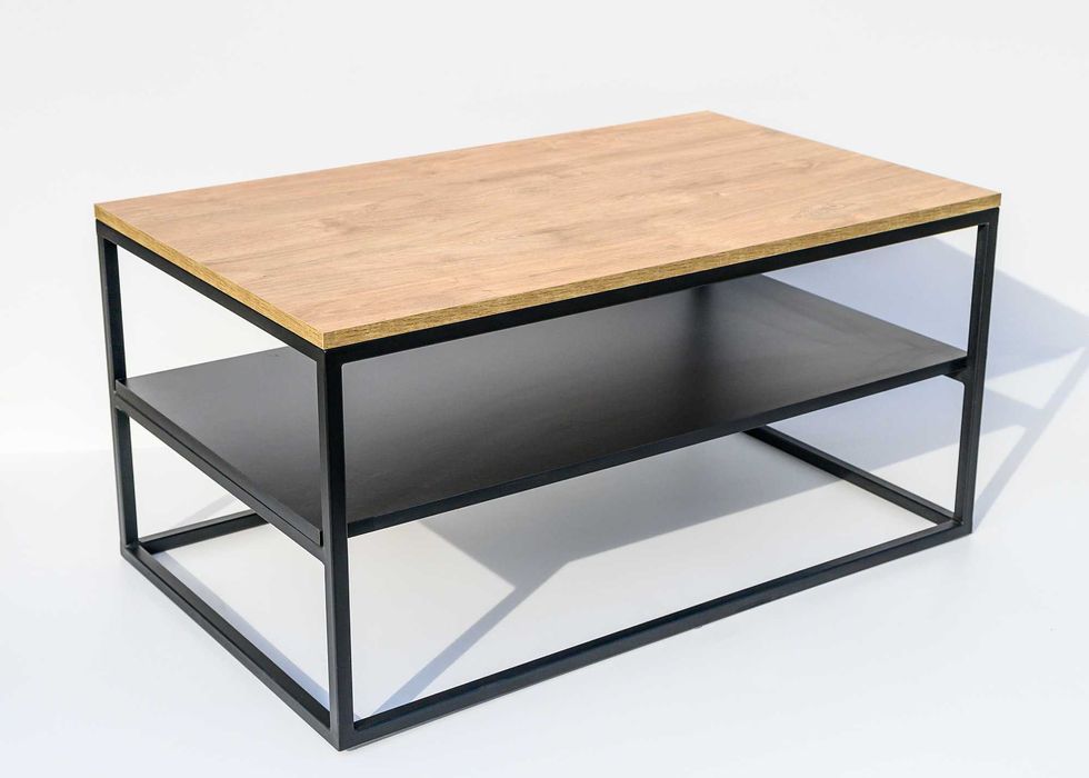 Stolik Ława loftowy PL produkcja 120x60 dąb / czarny h=49cm