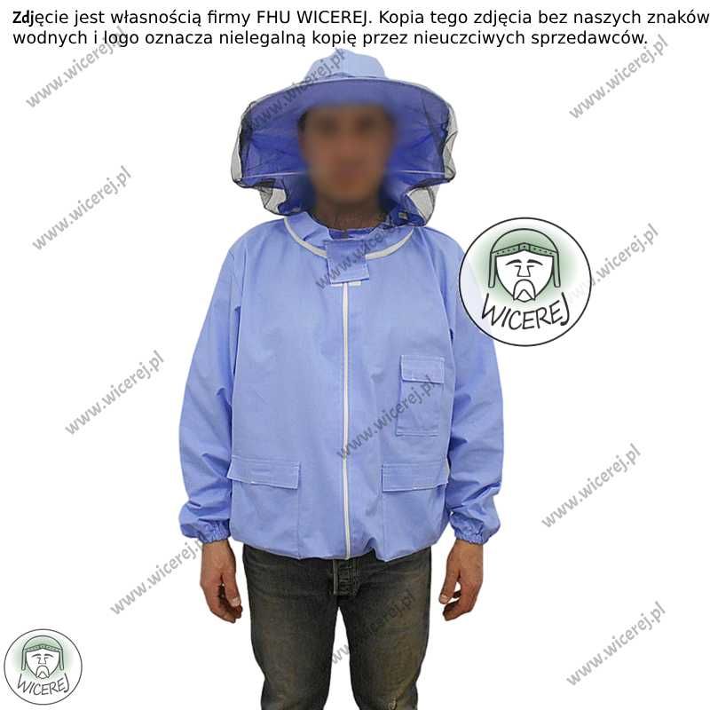 Bluza Pszczelarska z zamkiem z kapeluszem Bawełna Rozmiar L rozpinana