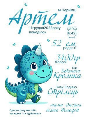Дитяча метрика малюка