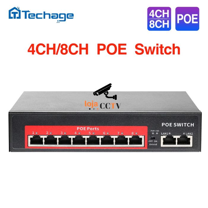 Switch Ethernet/IP - Power Over Ethernet (PoE) 4/8 portas