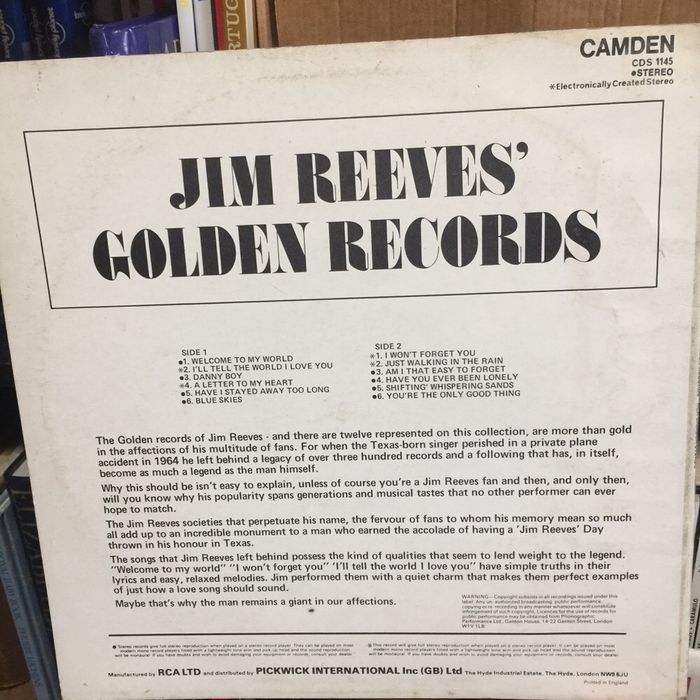 Vinil: Jim Reeves - Golden Records 1971