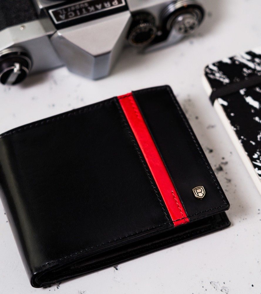 skórzany portfel męski z ochroną rfid protect — rovicky