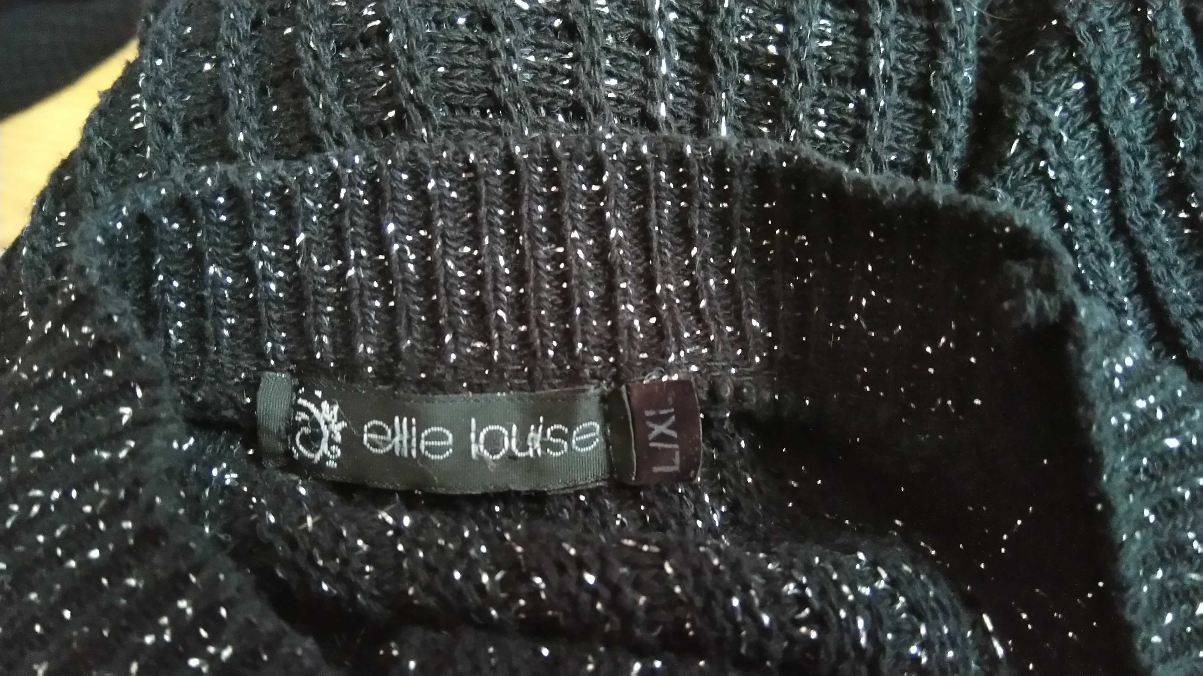 Czarny sweter przeplatany srebrną nitką Ellie Louise grunge emo goth