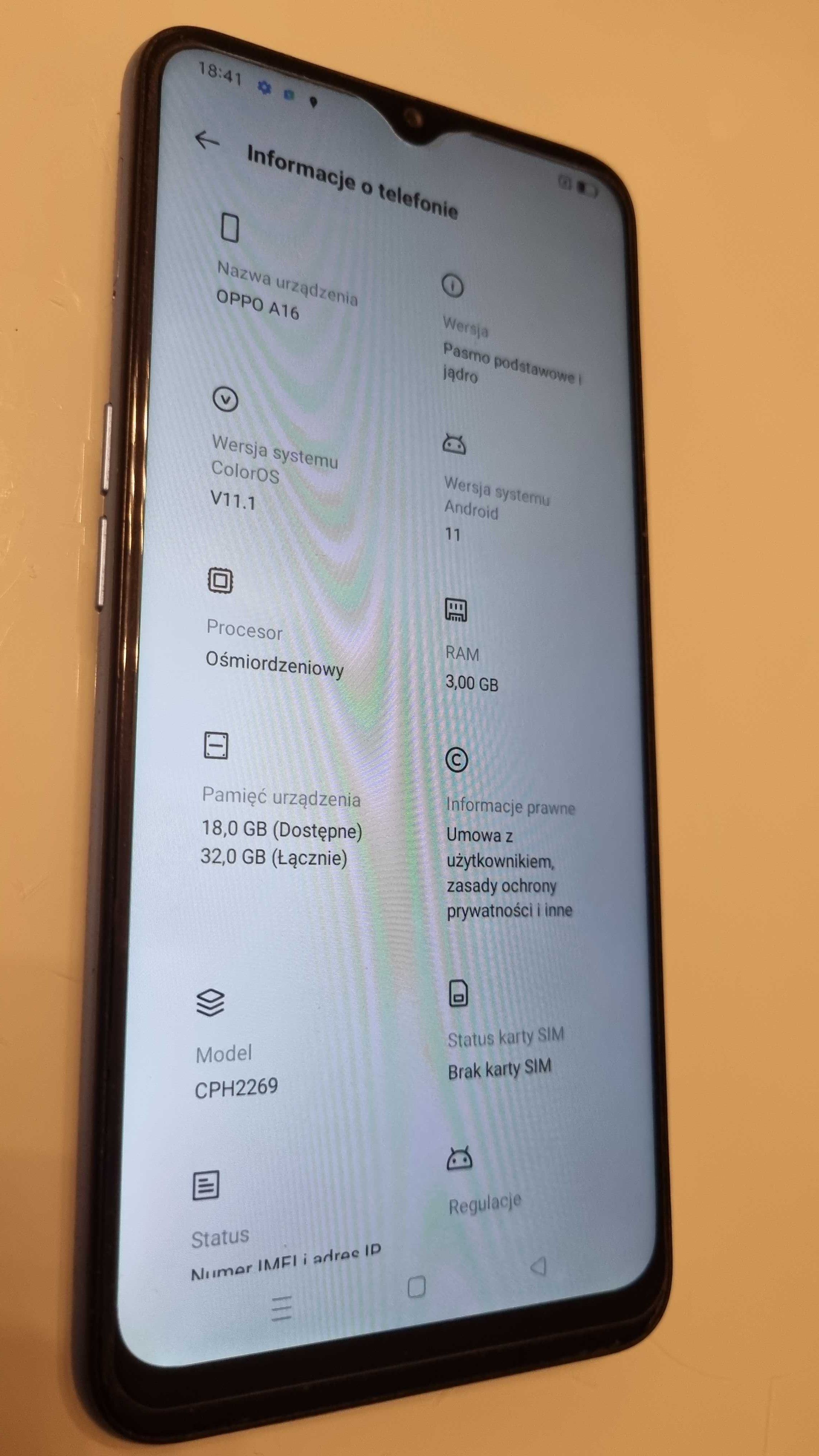 Smartphone OPPO A16 telefon