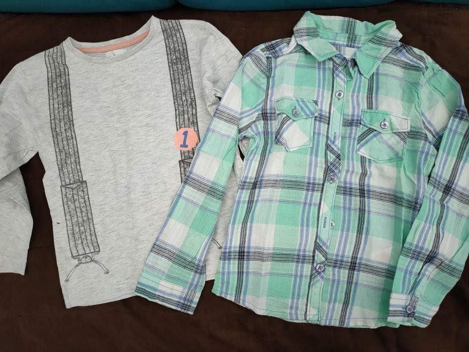 Zestaw 5) wiosna-jesień,długi rękaw bluzki bluzy koszula kurtka r. 110