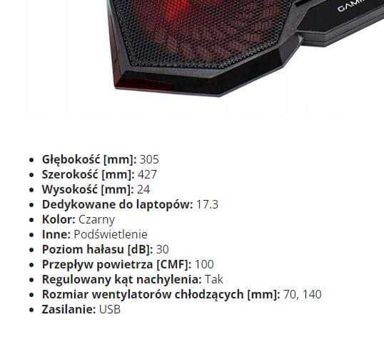 Podstawka chłodząca pod laptopa White Shark