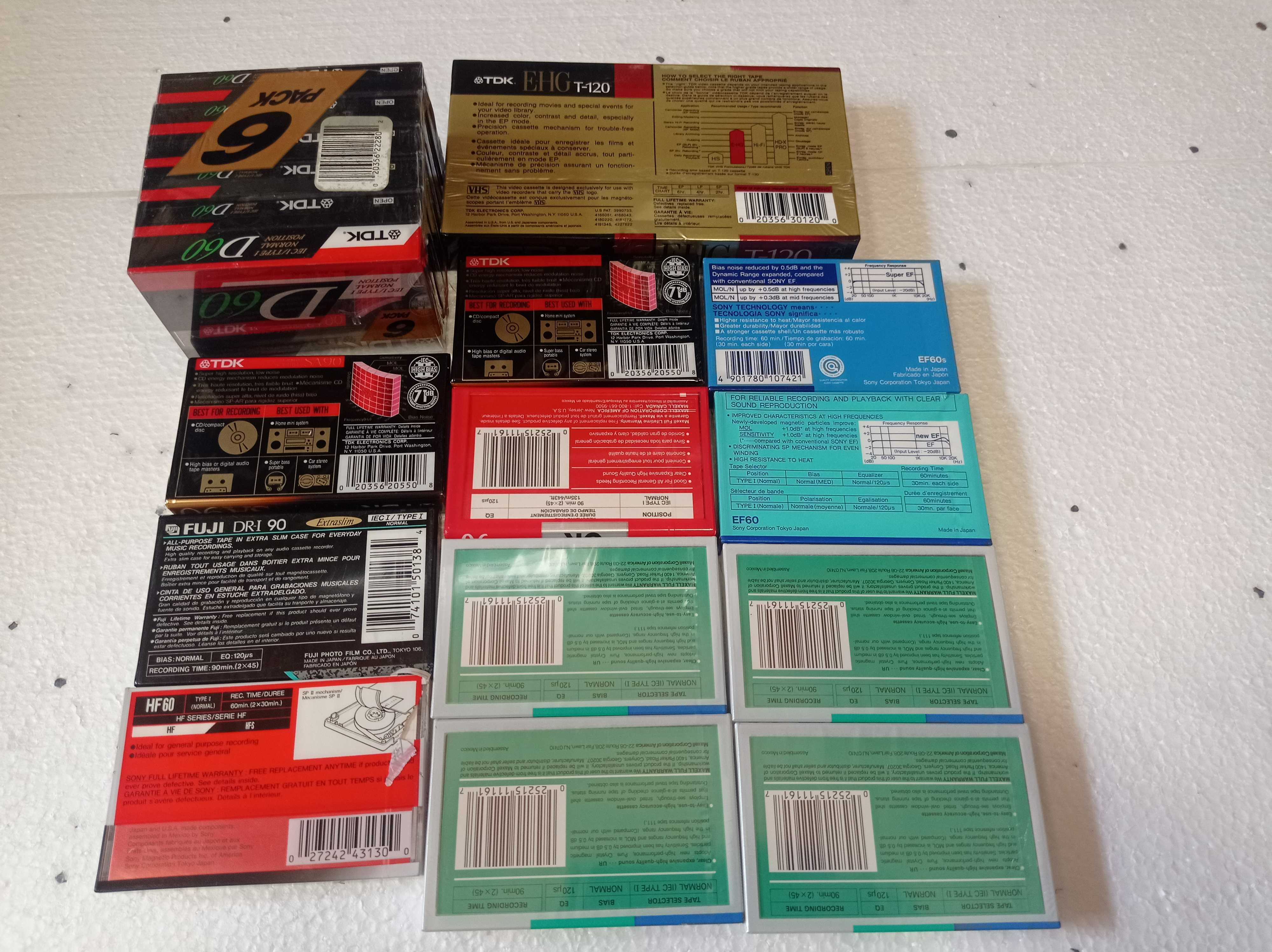 Kasety magnetofonowe TDK, Sony, Maxell, Fuji + VHS TDK - NOWE !