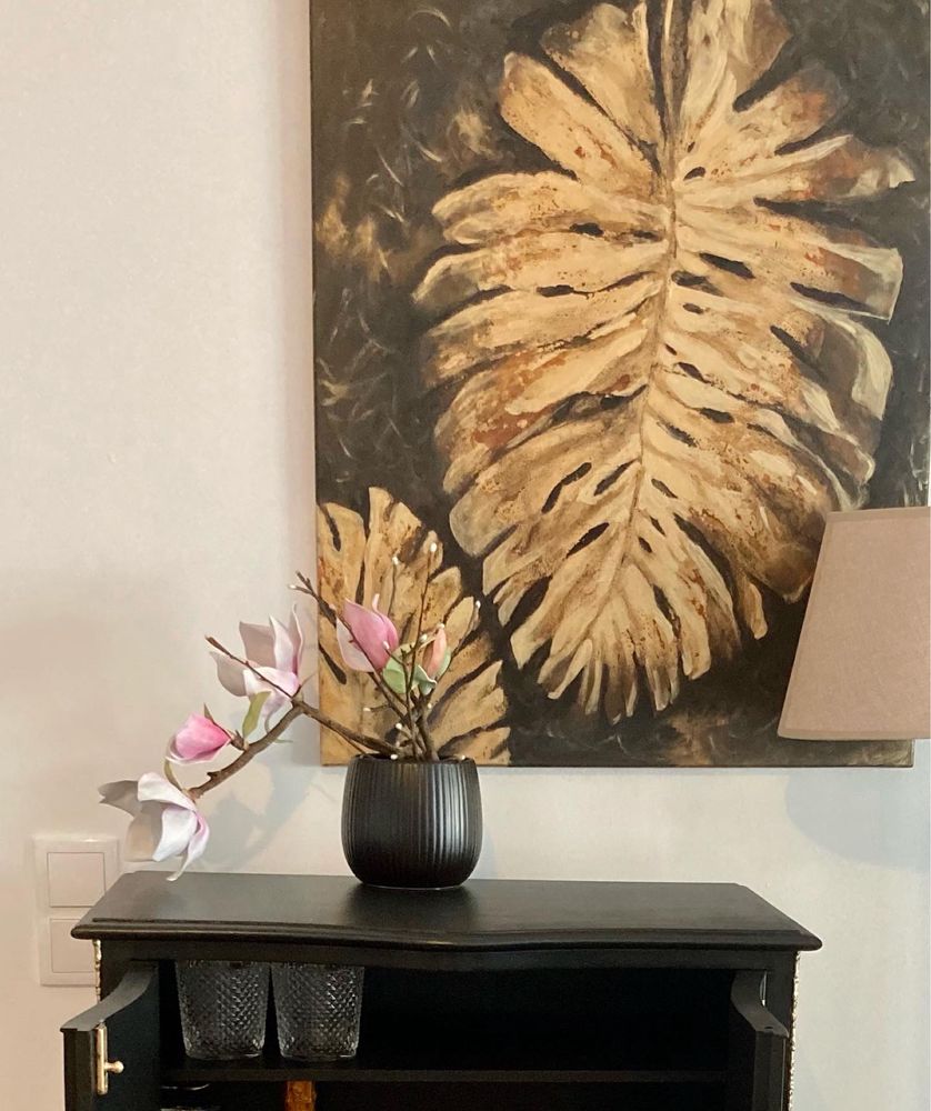 "Folhas douradas" 2025. Pintura sobre tela, óleo, acrílico. 65x81
