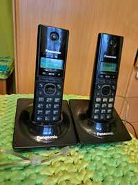 Dwa używane telefony stacjonarne Panasonic z ładowarkami