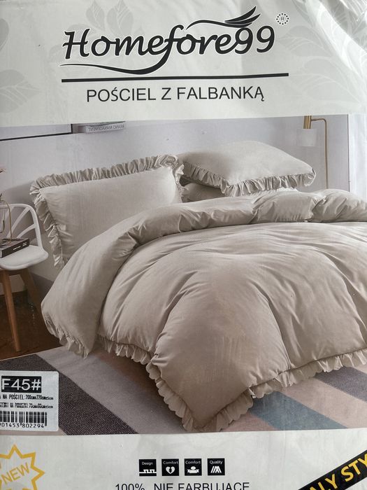 Pościel falbanki beżowa 220x200