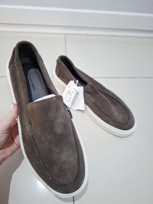Meskie buty skórzane mokasyny brązowe nowe  45