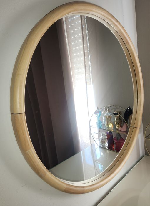 Espelho 80 cm de Diâmetro ( redondo) / Madeira rubberwood