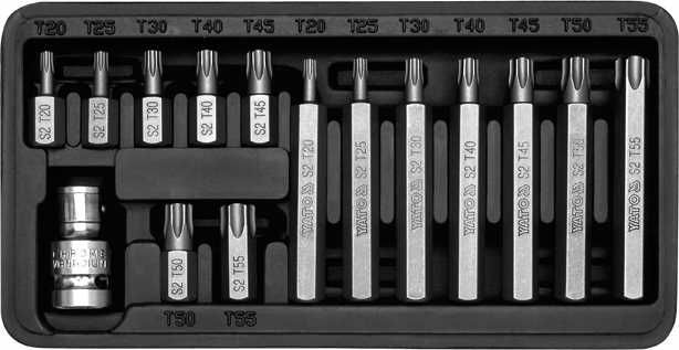 Zestaw kluczy torx 15 elementów Yato - S2, długość 30/75 mm