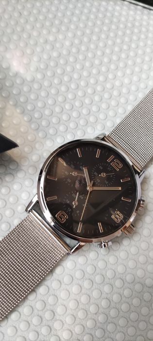 Nowy Męski zegarek Sliver One size Black Koperta