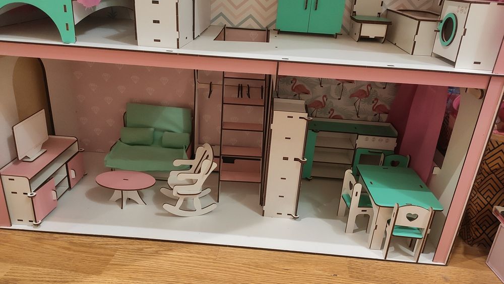 Дитячий ляльковий будинок для Барбі з меблями та текстилем